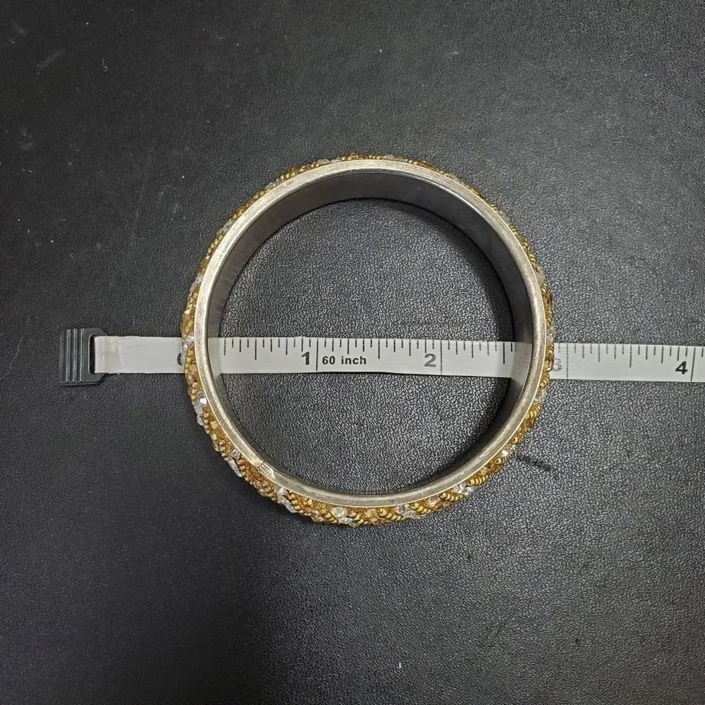 Glittery gold rhinestone bangle bracelet 7.25